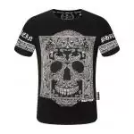 philipp plein t-shirt homme fashion face skull black